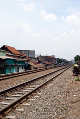 Fototapeta na wymiar Railways in the middle of slump area