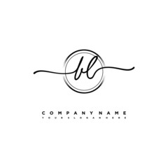 BL Initial handwriting logo design with brush circle lines black color. handwritten logo for fashion, team, wedding, luxury logo.