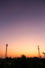 Obraz premium electrical tower at sunset