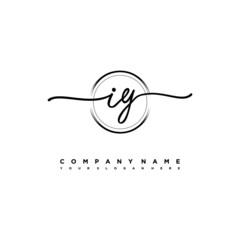 IY Initial handwriting logo design with brush circle lines black color. handwritten logo for fashion, team, wedding, luxury logo.