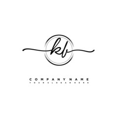 Obraz premium KB Initial handwriting logo design with brush circle lines black color. handwritten logo for fashion, team, wedding, luxury logo.