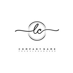 LC Initial handwriting logo design with brush circle lines black color. handwritten logo for fashion, team, wedding, luxury logo.
