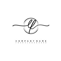 LF Initial handwriting logo design with brush circle lines black color. handwritten logo for fashion, team, wedding, luxury logo.