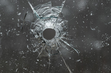Bullet hole in glass