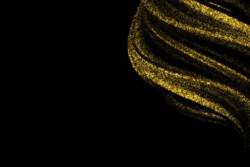  Golden texture. Festive golden dust banner design in the form of wavy stripes.