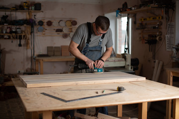Working process in the carpentry workshop.