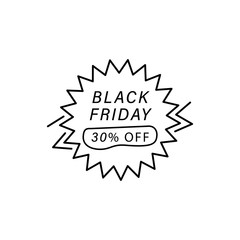 30%, sticker icon. Simple line, outline vector of black friday icons for ui and ux, website or mobile application