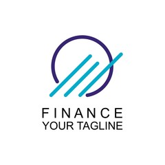 finance logo design. increase diagram and arrow with circle frame vector illustration