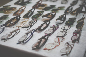 selected focus, Many eyeglasses for sale.