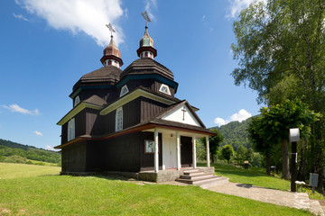 Fototapeta na wymiar ancient wooden church, Nizny Komarnik, Slovakia