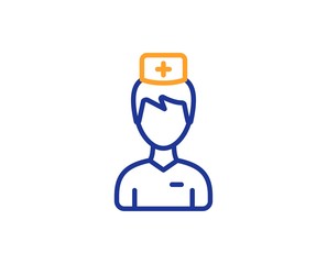 Medicine drugs sign. Doctor line icon. Pharmacy medication symbol. Colorful outline concept. Blue and orange thin line doctor icon. Vector