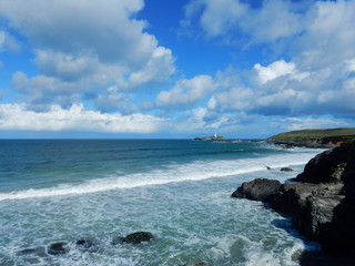 the lighthouse at Godrevy headland, west Cornwall, England, UK