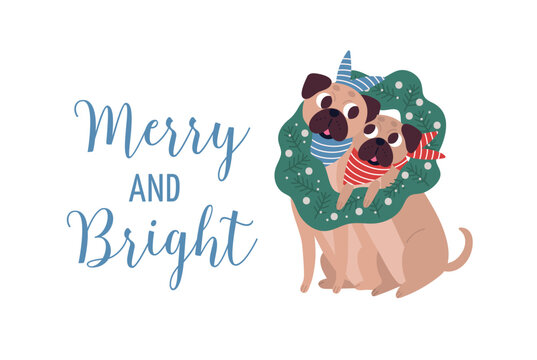 Merry and bright lettering