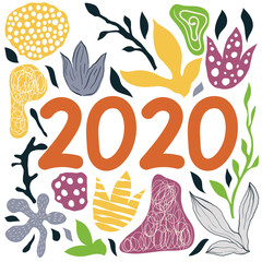Vector 2020 greetings  floral  pattern