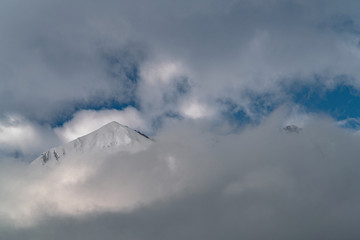 Cloudy mountains in winter