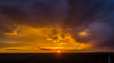 sunset over the desert
