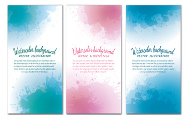 Abstract watercolor background Vector illustration. Watercolor stains badges collection.