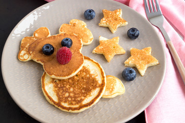 deer made from pancakes for children for Breakfast
