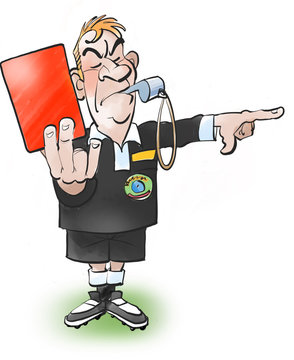 soccer referee giving red card