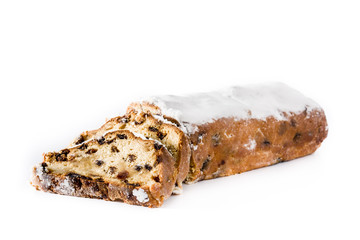 Christmas stollen fruit isolated on white background