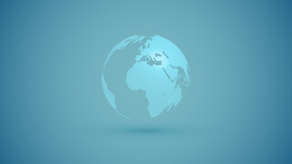 Transparent blue globe on blue background, vector illustration