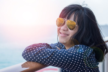 Partrait of happy Asia young adult teenager smiling in beautiful day.