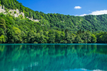 Blue Lake of the North Caucasus Kabardino Balkar Republic. Landscape aquamarine color.