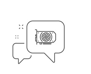 Fototapeta premium Gpu graphic card line icon. Chat bubble design. Computer component hardware sign. Outline concept. Thin line gpu icon. Vector