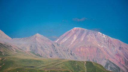 Beautiful sunny landscape in the mountains of Georgia. Gudauri.