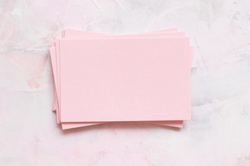 Empty pink cards on grey background Mock-up