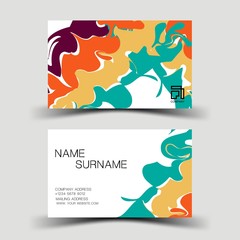 Colourful business card design on the gray background. With inspiration from the abstract. Vector illustration.