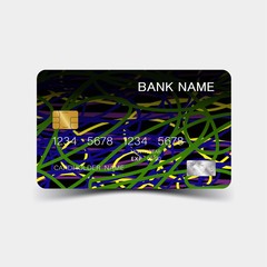 Credit card desing. Colourful. And inspiration from abstract. On white background. Glossy plastic style. 