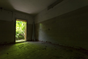 abandoned house ruined, building, mess, interior