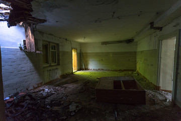 abandoned house ruined, building, mess, interior