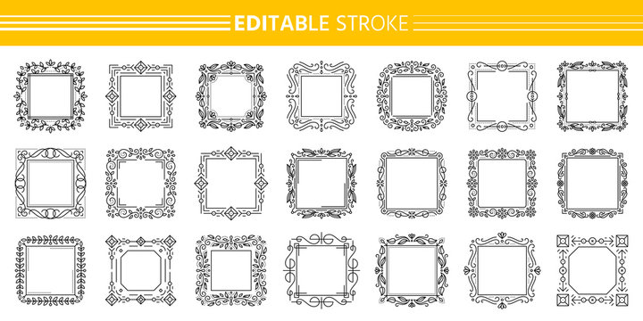 text frame monogram decor design banner vector set