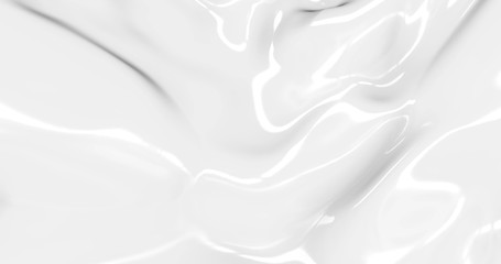 Liquid abstract white background. Smooth glossy texture 3D rendering l