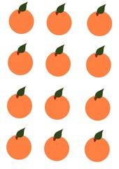 Obraz premium Watercolor tangerines repeat pattern. Fresh citrus fruit tangerine isolated on white background - Illustration