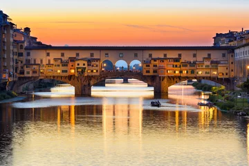 Peel and stick wall murals Ponte Vecchio Sunset view of Ponte Vecchio over Arno River in Florence, Italy. Architecture and landmark of Florence. Cityscape of Florence