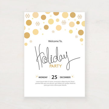 design for holiday party and happy new year party invitation flyer and greeting card template	