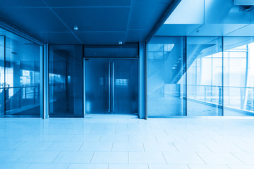 Office entrance glass door in financial center