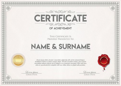Certificate or diploma retro vintage template 
