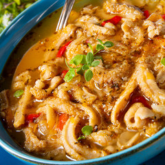 flaczki - fresh and spicy tripe soup with herbs