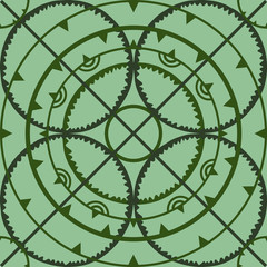 Seamless vector pattern with circles. Green wallpaper abstract mosaic design. 