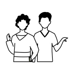 Fototapeta premium men faceless with different poses on white background