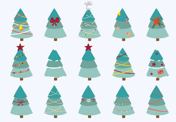 Obraz premium Christmas tree object collection.Vector illustration for icon,logo,sticker,printable.Editable element