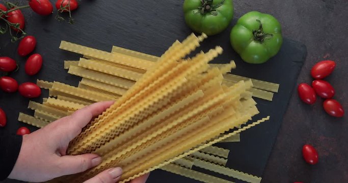 Bunch of reginette pasta