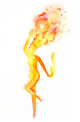 abstract background watercolor illustration of a fire