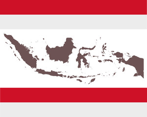Landkarte von Indonesien auf Hintergrund mit Fahne