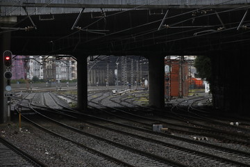 Fototapeta na wymiar Railway in the cit of Bilbao