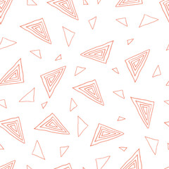 Geometric seamless pattern with line, triangle on white background. Abstract texture in hand drawn style for textile, Wallpaper, wrapping paper. Vector illustration
